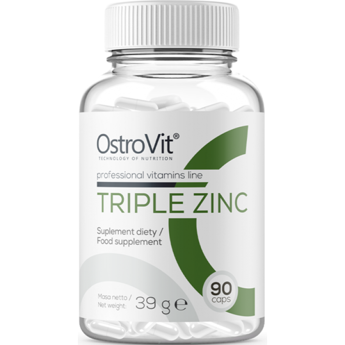 OstroVit Triple Zinc / Gluconate + Picolinate + Citrate / 90 капсули